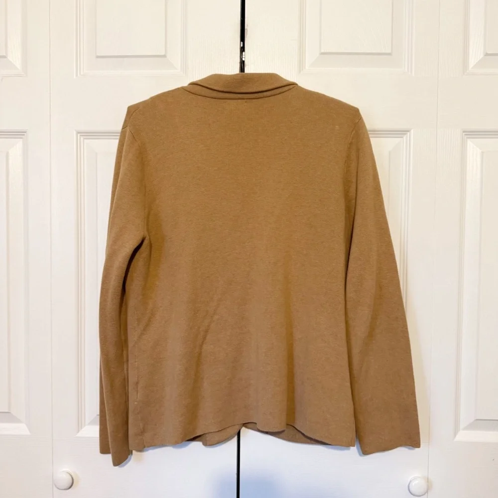 J. Crew Schoolboy Knit Sweater Blazer Large One Button Closure Tan Cotton - Picture 6 of 6